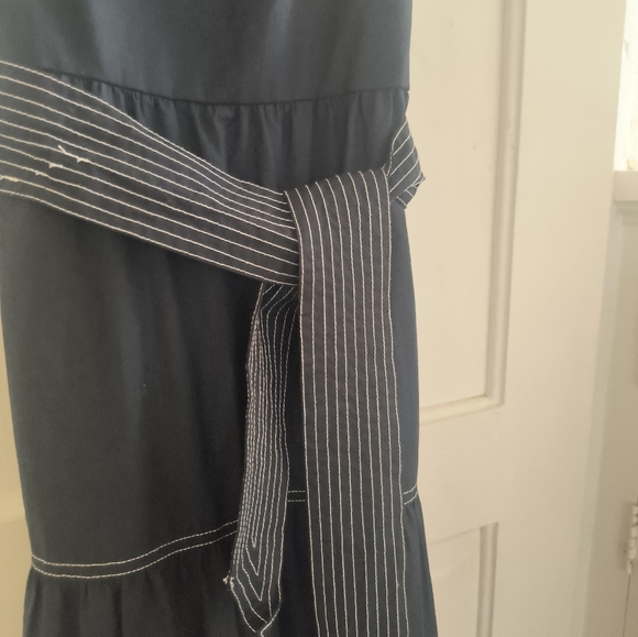 Caroline Constas Navy Dress Ruffled Bib Belted Midi/Maxi - Picture 7 of 10